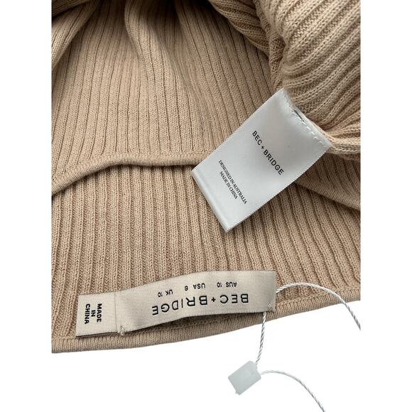 Bec + Bridge 'Riviera' Beige Linen Knit Twist Midi Dress Size 6 - Picture 4 of 4